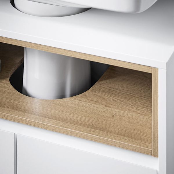SoBuy Tvättställsunderskåp Badrumsskåp Underskåp BZR148-W White Under sink cabinet