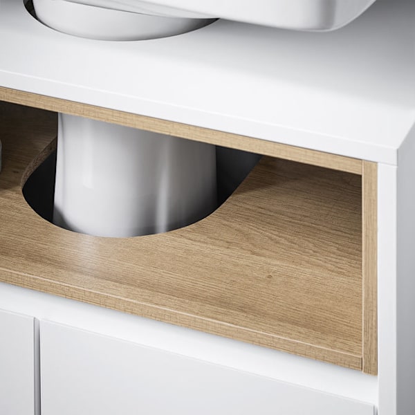 SoBuy Underskab til håndvask Badeværelsesskab 2låger BZR148-W White Under sink cabinet