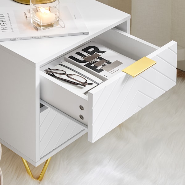 SoBuy, smalt sängbord, sängbord set om 2, sängbord för sovrum, FBT160-W