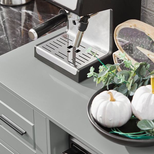 SoBuy Kökshylla Mikrovågsskåp Köksskåp hjul Sideboard FSB78-HG Gray