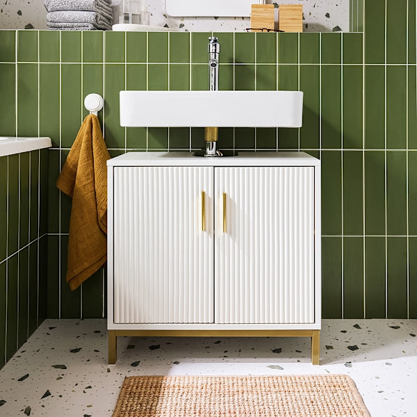 SoBuy kylpyhuone kaappi Allaskaappi 2 ovea BZR179-W Under sink cabinet