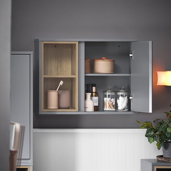 SoBuy Väggskåp Överskåp Spegelskåp Badrumsskåp BZR149-DG Gray Wall cabinet