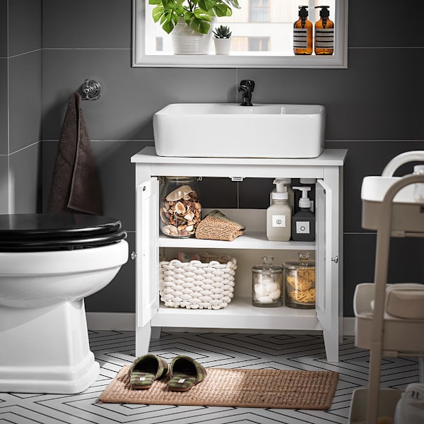 SoBuy Badeværelsesskab, Underskab til vask toiletskab FRG202-W White Sink cabinet(on wall)
