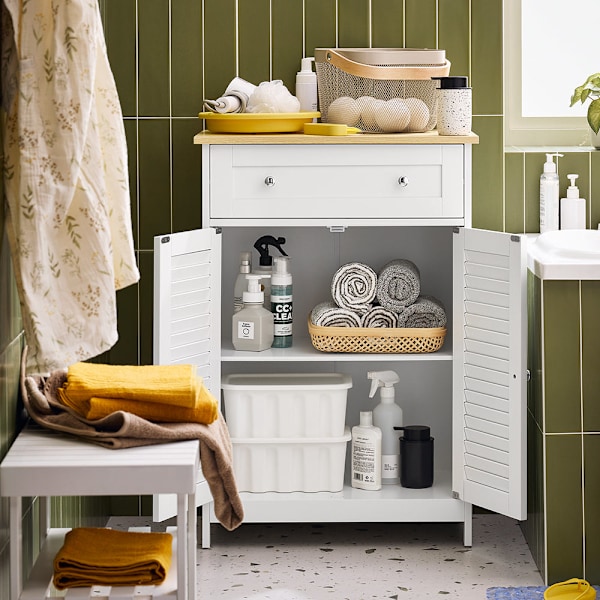 SoBuy Badrumsskåp med 2 dörrar och 1 lådor Skänk FRG238-WN White Base cabinet