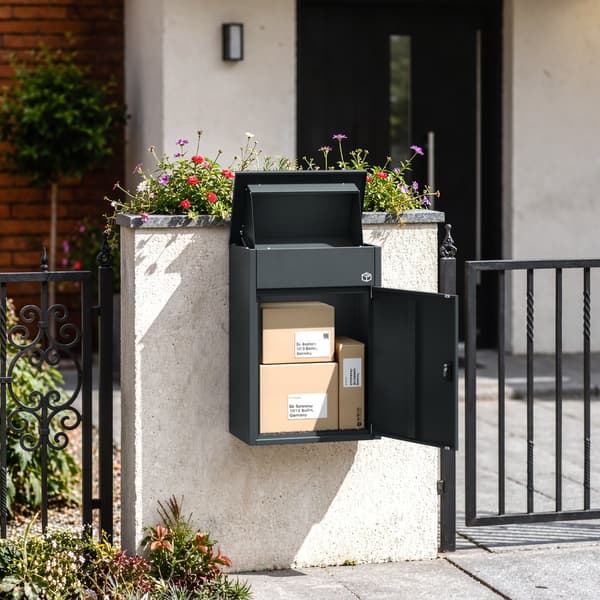 SoBuy utemöbel för paket och post med kodlås Mörkgrå 49.2×28×70 cm OGS65-DG