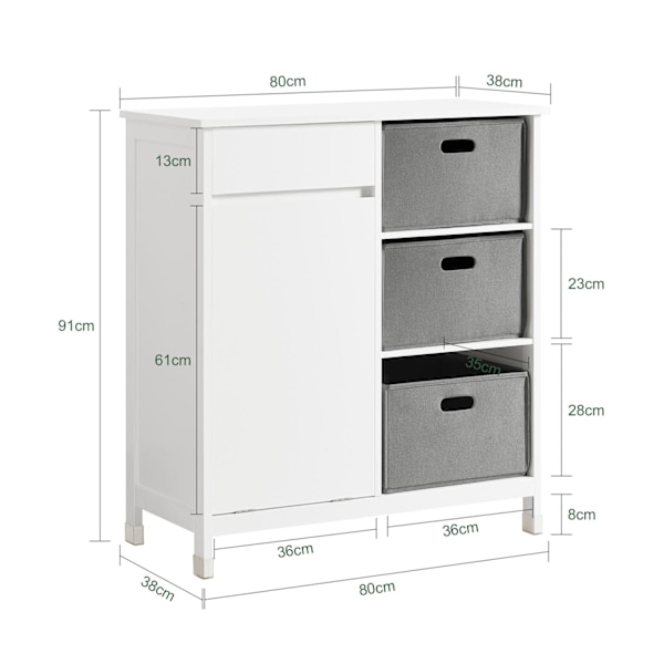 SoBuy Kylpyhuoneen kaappi pyykki Kylpyhuone kaappi BZR77-W Laundry cabinet