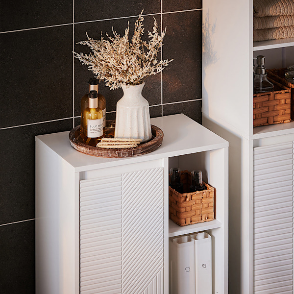 SoBuy Badrumsskåp med tvättkorg Badrumsskåp BZR156-W Laundry basket cabinet