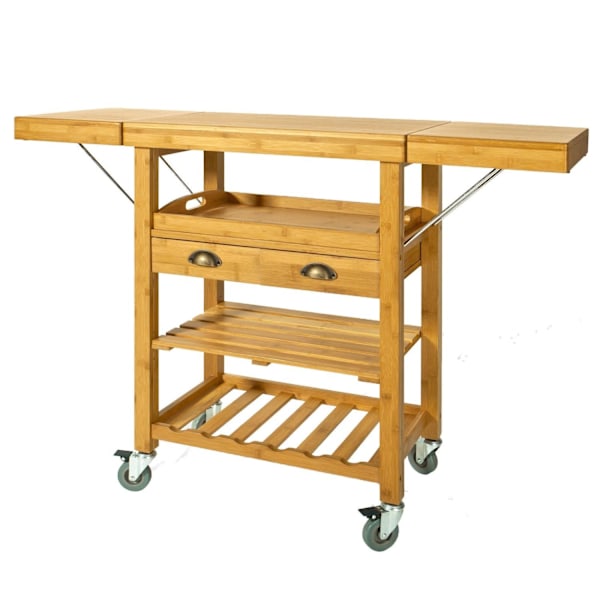 SoBuy köksö på hjul Sideboard Arbetsbord matsal och Kök FKW25-N Natur L65(95/125) x W40 x H92cm