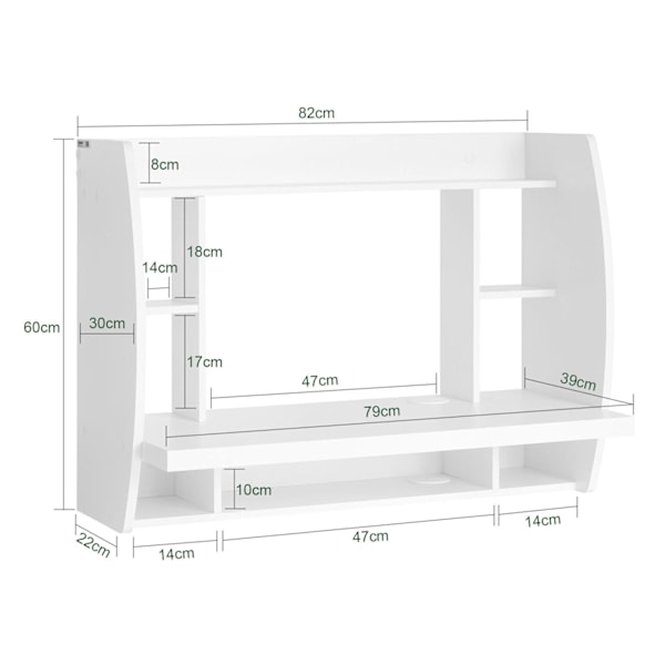 SoBuy Seinään työpöytä Tietokonepöytä Toimistopöytä FWT18-W White W82 x D39 x H60cm