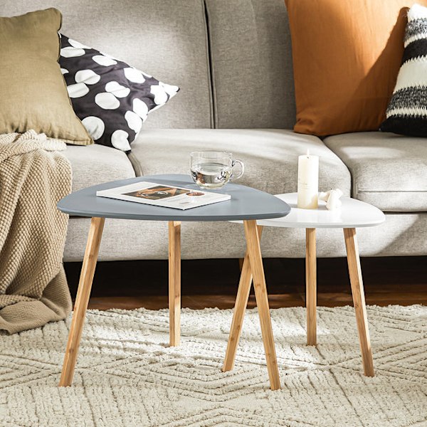 SoBuy Soffbord Sidobord Satsbord Cafébord FBT74-HG grey