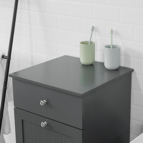 SoBuy Pyykkikaappi Kylpyhuone kaappi Pyykkikori BZR21-DG Grey Laundry cabinet(1 door)