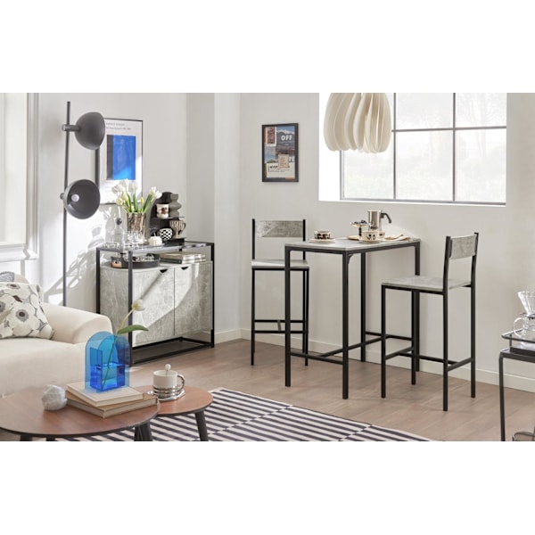 SoBuy Baaripöytä ja 2 baarituolit Ruokailuryhmä OGT03-HG Gray Rectangular table with 2 chairs