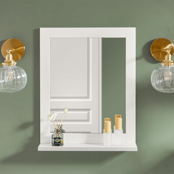SoBuy, Spegel med hylla, Badrumsmöbler FRG129-W White Mirror