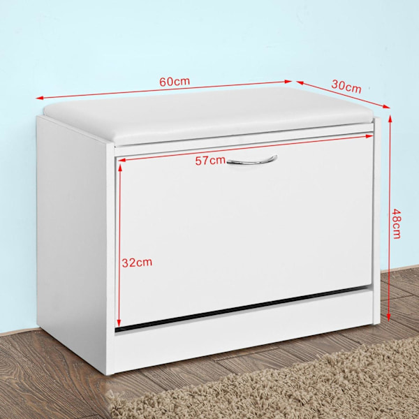 SoBuy Säilytyspenkki Kenkähylly Kenkäkaappi Eteisen FSR16-W White 60*30*48cm
