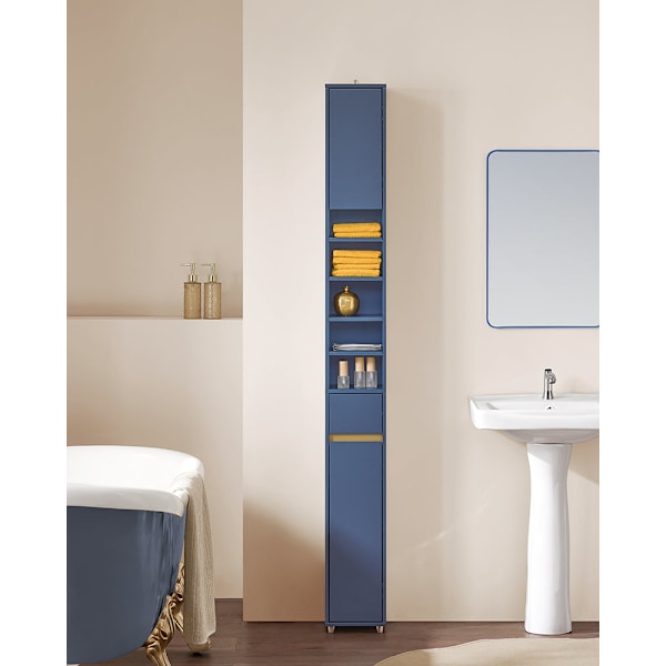 SoBuy Kylpyhuone kaappi Korkea kaappi laatikkoa BZR34-B Blue
