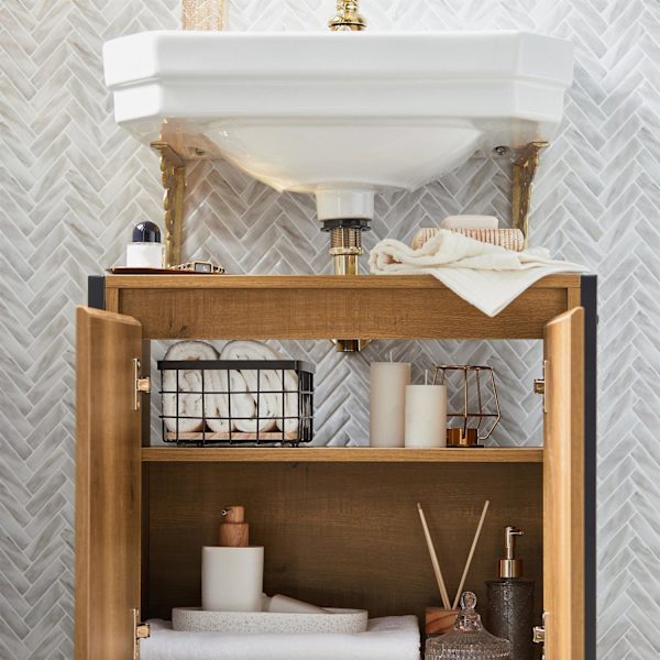 SoBuy Tvättställsunderskåp med 2 dörrar, Badrumsskåp BZR63-PF Sink cabinet(on wall)
