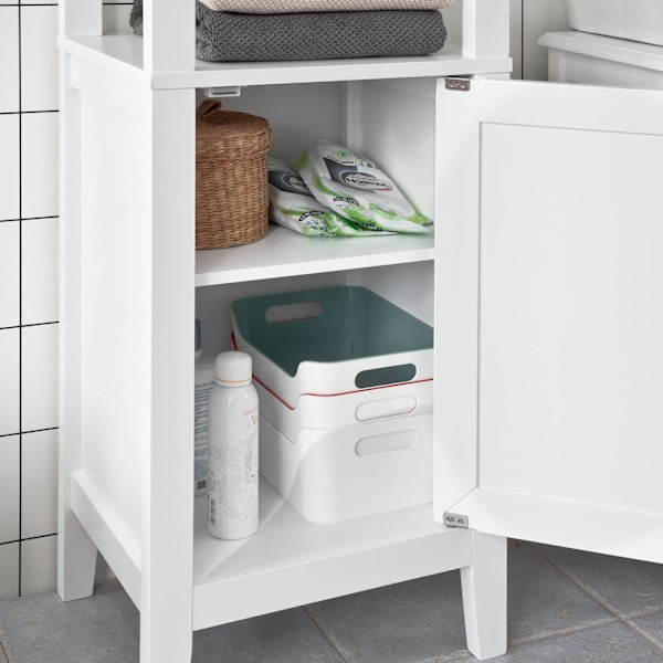 SoBuy Korkea kaappi Kylpyhuone Kapea kulmakaappi FRG205-W White High cabinet