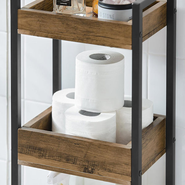 SoBuy Badrumshylla med 3 hyllor, Hörnhylla, FRG226-F brown