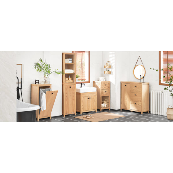 SoBuy Korkea kaappi Pyykkikaappi pyykkikorin kanssa BZR97-N Base cabinet with laundry basket