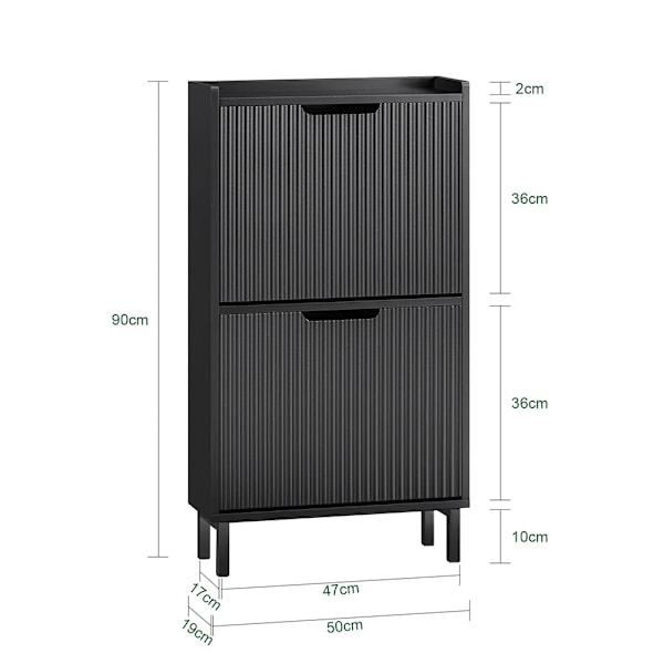 SoBuy Skoskåp med 2 fack Skohylla Skoförvaring FSR177-SCH Black 50*19*90CM