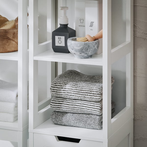 SoBuy Pyykkikaappi Kylpyhuone kaappi Korkea kaappi BZR123-W High cabinet