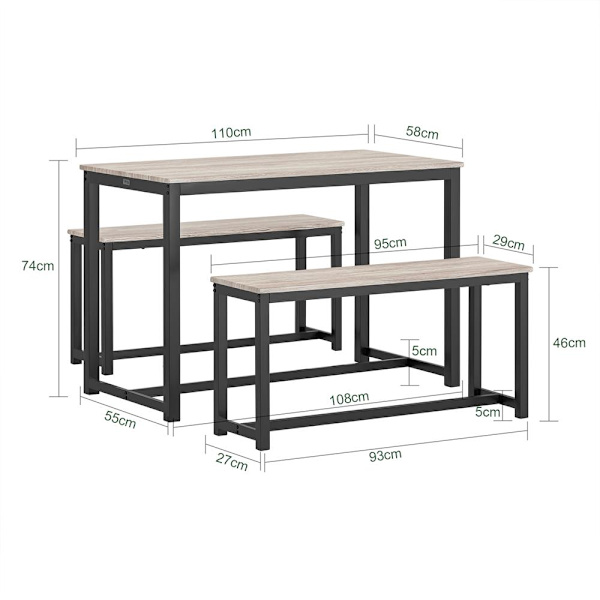 SoBuy Matbord och 4 pallar, Matgrupp, OGT25-HN Wood Table with 2 benches