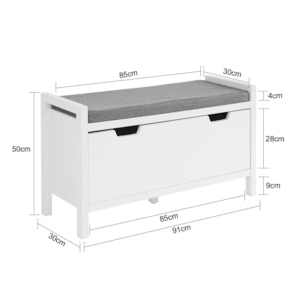 SoBuy Skobænk med hynde Skoholder med sæde Skoskab FSR97-W