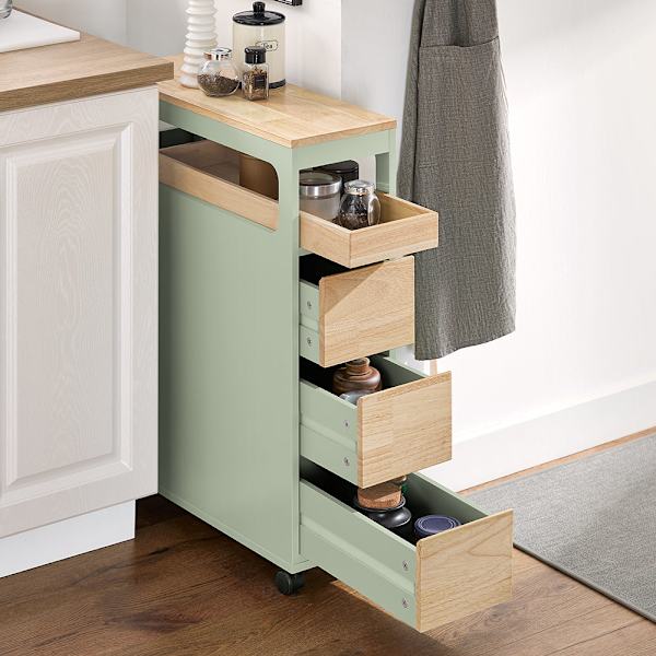 SoBuy Kapea kaappi WC paperiteline Hyllykokonaisuus BZR54-GR Green 24*65*82cm