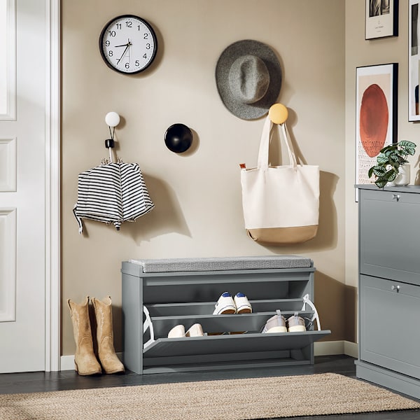 SoBuy Skoskab Entrébænk Skobænk Entré Skoskab FSR98-L-HG Gray 80*26*45cm