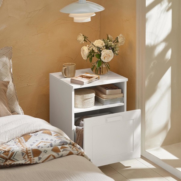 SoBuy Lille sengebord med skuffeSidebord Endebord FBT112-W