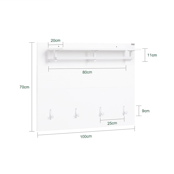 SoBuy Knagerække Håndklædeholder Væghylde FHK36-W White Wall shelf