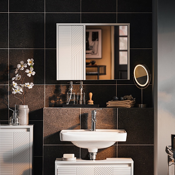 SoBuy kylpyhuone kaappi Seinäkaappiin Peilikaappi BZR153-W Mirror Cabinet