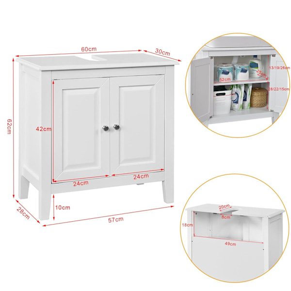 SoBuy Allaskaappi 2 ovea Kylpyhuone kaappi valkoinen FRG202-W White Sink cabinet(on wall)