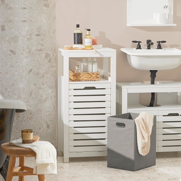 SoBuy Badeværelsesskab Vasketøjskurv Badeværelsesmøbler BZR67-W Laundry cabinet