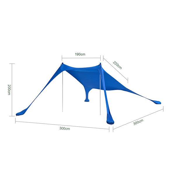 SoBuy Strandtält Bärbar solskugga Solsegel Solskydd OZT01-DB blue 300*300*200CM