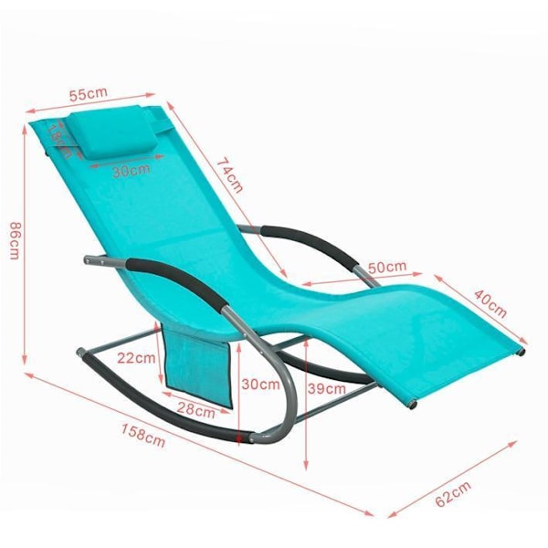 SoBuy Puutarhan keinutuoli jalkatuella Aurinkotuoli OGS28-HB Blue 1 Piece