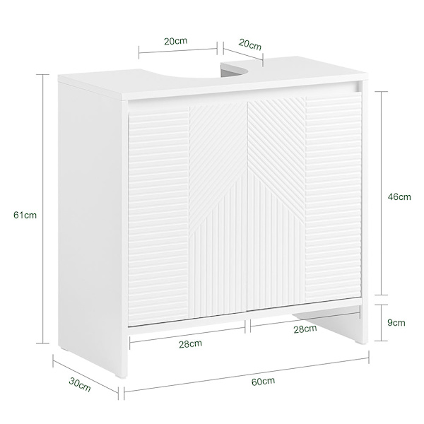SoBuy kylpyhuone kaappi Allaskaappi 2 ovea BZR157-W Under sink cabinet