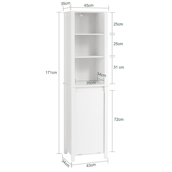 SoBuy Högskåp med tvättkorg och lådor BZR102-W High cabinet