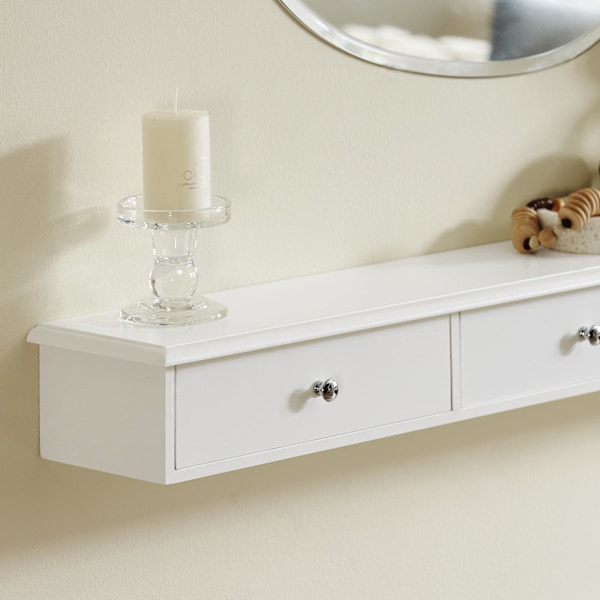 SoBuy Väggmonterad avlastningsbord Vägghylla med Lådor FRG43-L-W White Length 93cm