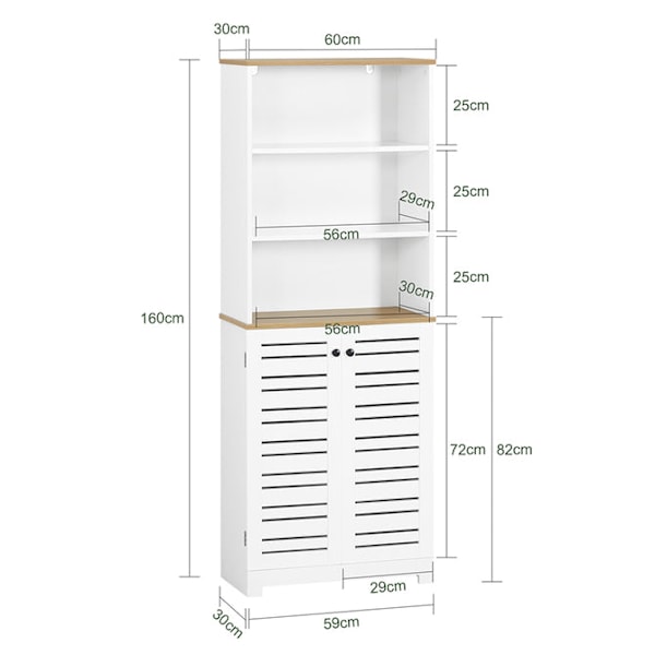 SoBuy vitriiniovella Kulmahylly Kulmakaappi 2 ovea BZR44-W High cabinet (2 doors)