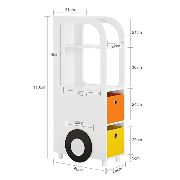 SoBuy Børne bogreol Magasinholder med 2 skuffer KMB67-W L31*B50*H110cm