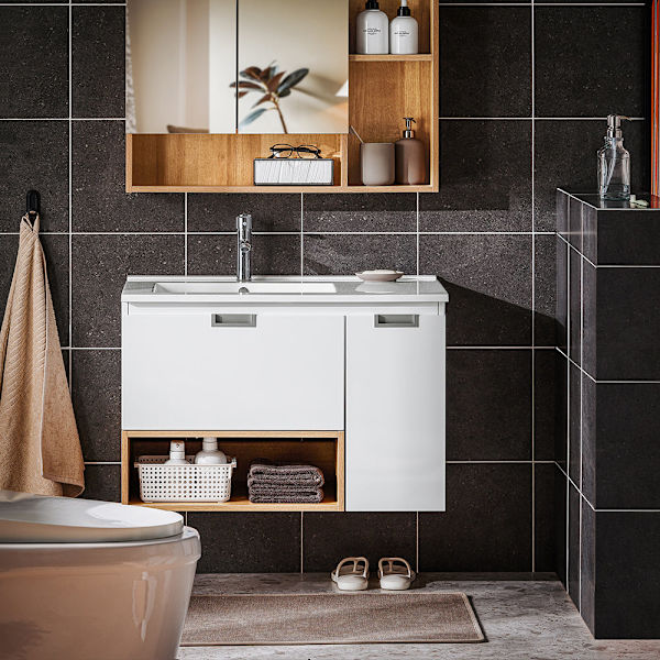 SoBuy Tvättställsunderskåp Badrumsskåp Underskåp BZR178-WN Under sink cabinet