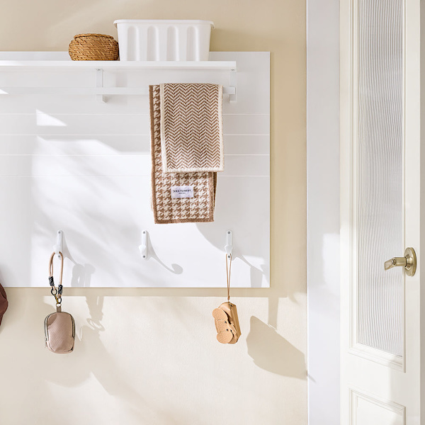 SoBuy Knagerække Håndklædeholder Væghylde FHK36-W White Wall shelf