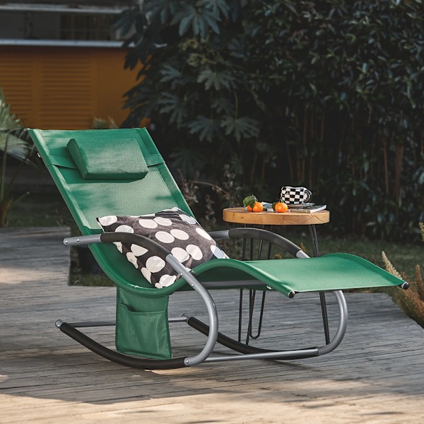 SoBuy Puutarhan keinutuoli jalkatuella Aurinkotuoli OGS28-WD forest green 1 Piece