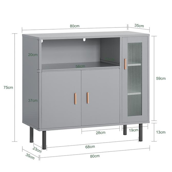 SoBuy FörvaringsskåpSideboard Vitrinskåp Hall entrébord FSB82-HG grå
