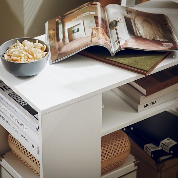 SoBuy Rullbord Förvaringsbord Sidobord på hjul Soffbord FBT34-W White