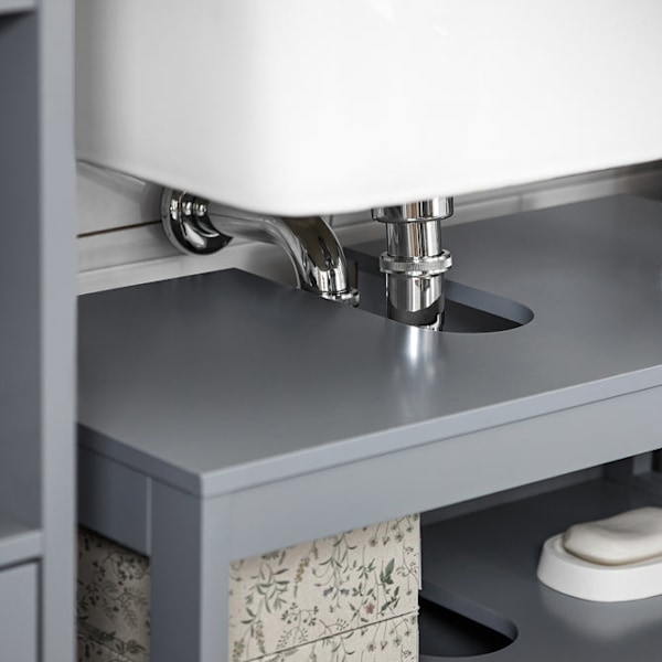 SoBuy Badeværelsesskab med plads til håndvask, grå, FRG128-SG Grey Sink cabinet(on wall)