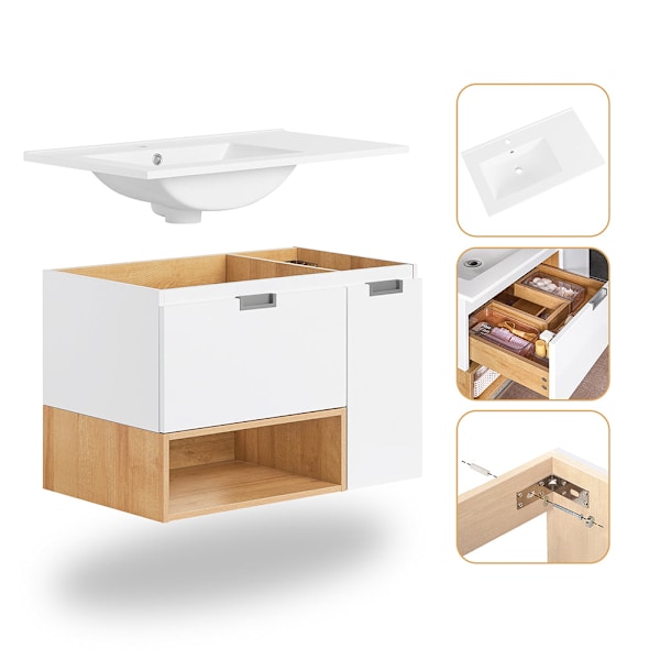 SoBuy Tvättställsunderskåp Badrumsskåp Underskåp BZR178-WN Under sink cabinet