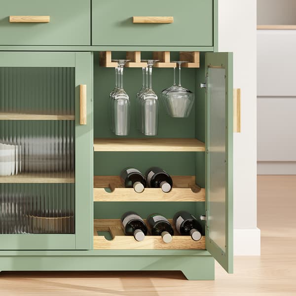 SoBuy Sideboard med 4 glasdøre, grøn, 78×38×180 cm, FSB108-E-GR