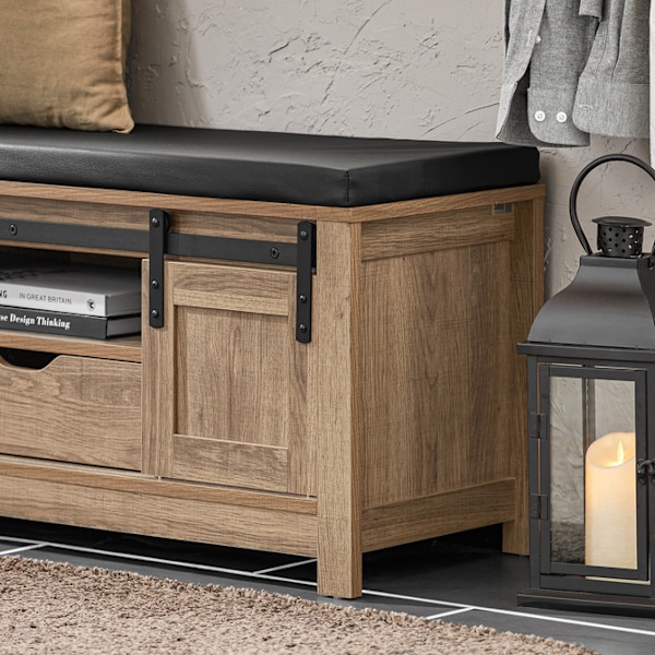 SoBuy Kenkäkaappi Kenkäpenkki liukuovilla FSR118-BR Wood Bench